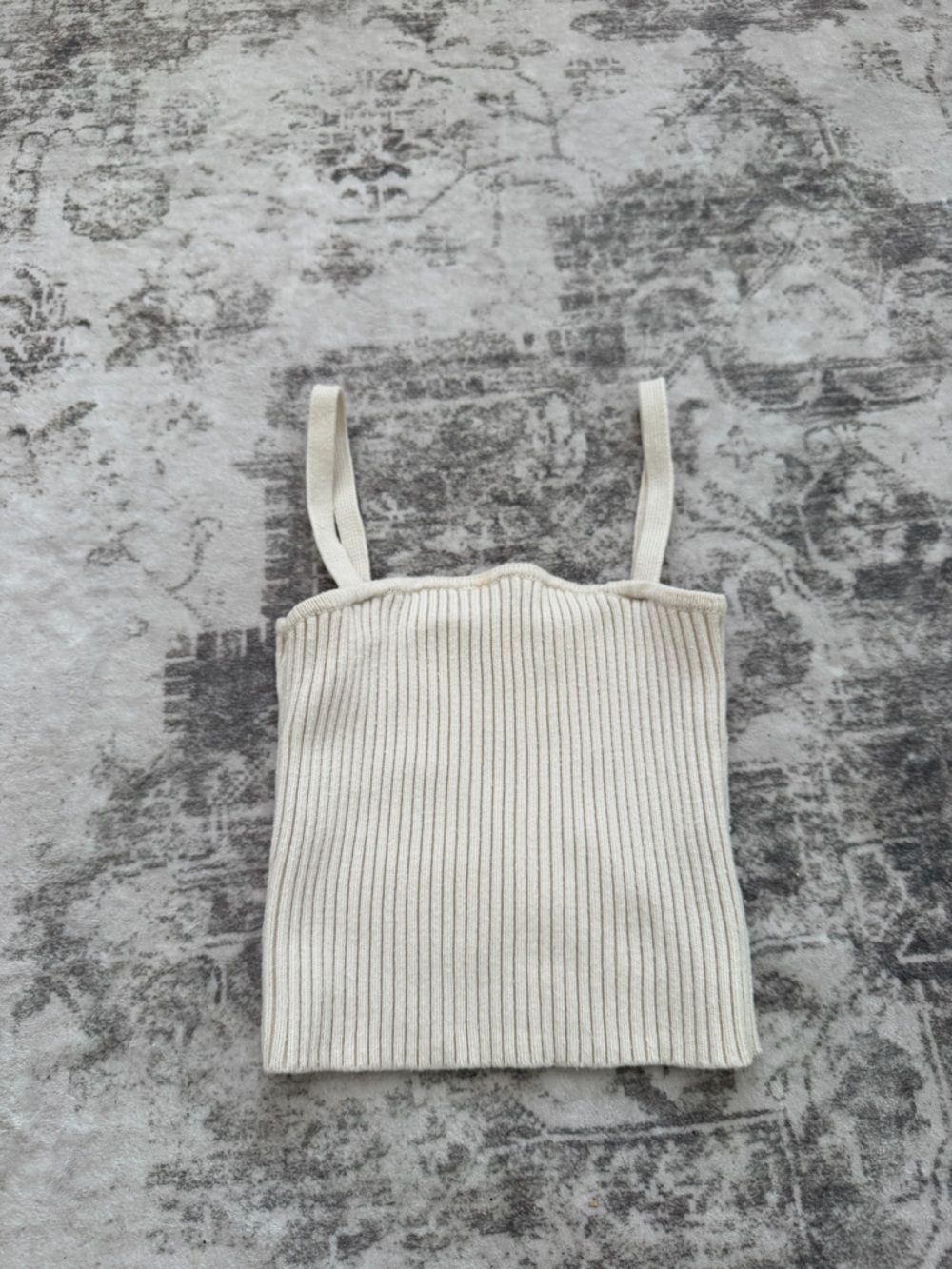 Ribbed Knit Strappy Tank Top - Cream- Zara Size S